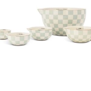 Checkered Mixing Bowl Set - Cream and Green
